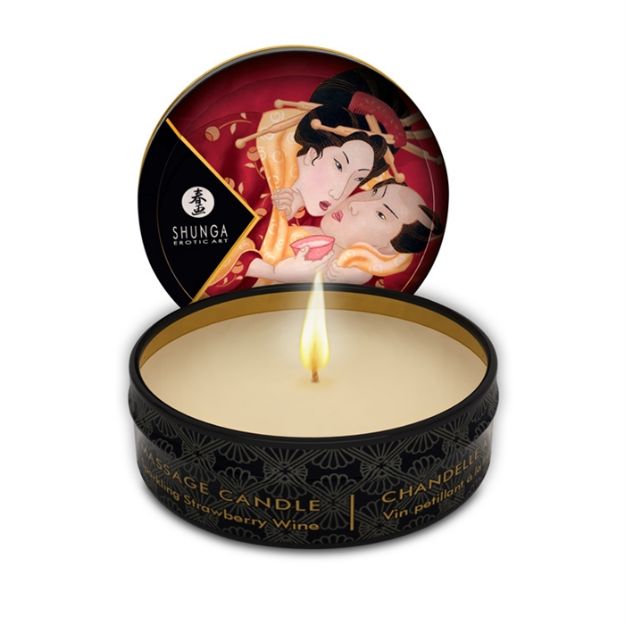 Picture of SHUNGA MINI MASSAGE CANDLE STRAWBERRY CHAMPAGNE