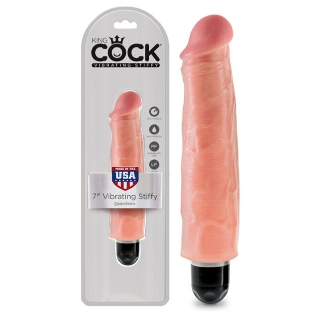 Picture of KING COCK 7" VIBRATING STIFFY WHITE FLESH