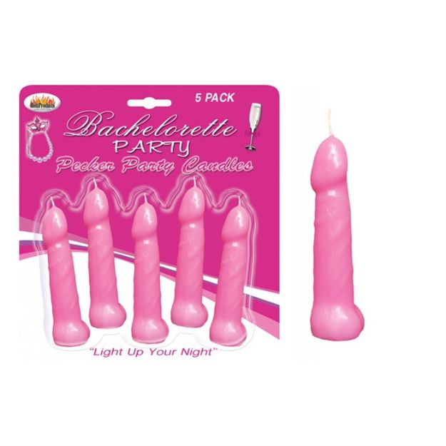 Picture of BACHELORETTE PECKER PARTY PINK CANDLES 5PK