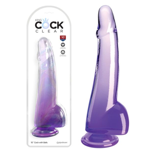 Picture of King Cock Clear 10" With Balls - Purple