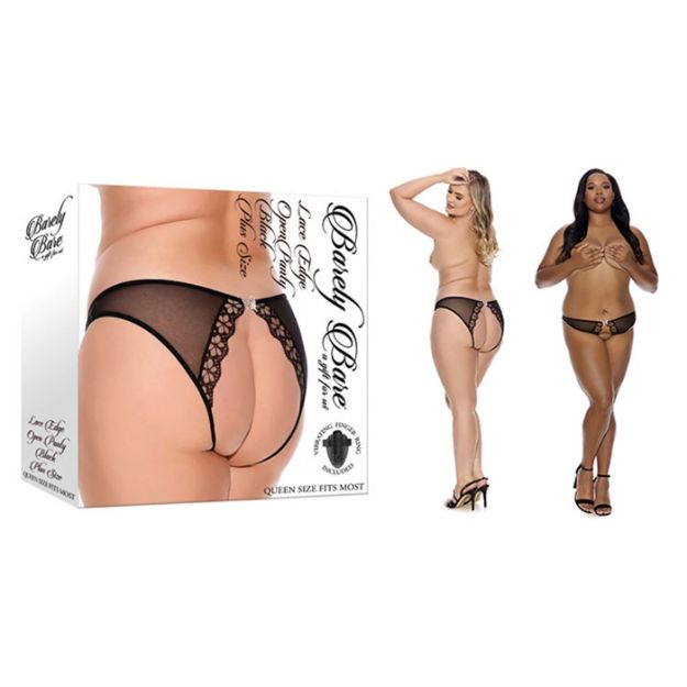 Picture of Lace Edge Open Panty - Black - Plus Size